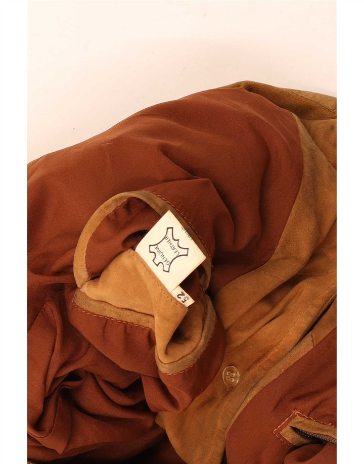 Vintage hombres ante bomber chaqueta IT 52 XL cuero marrón