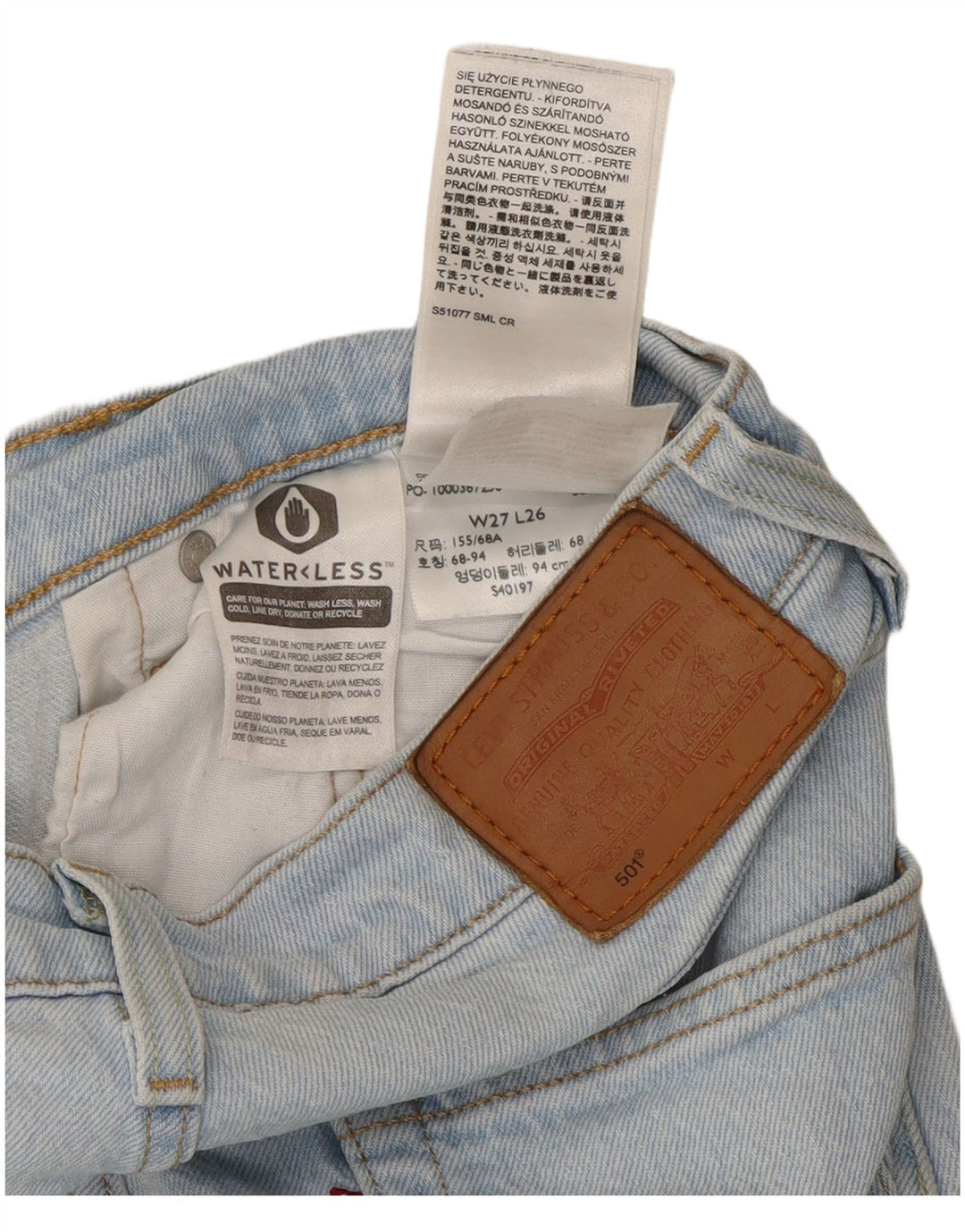 Vaqueros Levi's Mujer 501 Rectos W27 L26 Algodón Azul