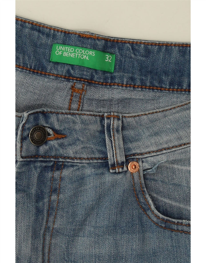 BENETTON Pantalones cortos vaqueros para hombre W32 Azul medio