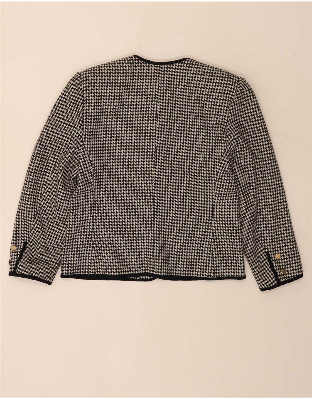 Vintage mujer 5 botones 2 piezas falda conjunto IT 46 grande W28 pata de gallo negro