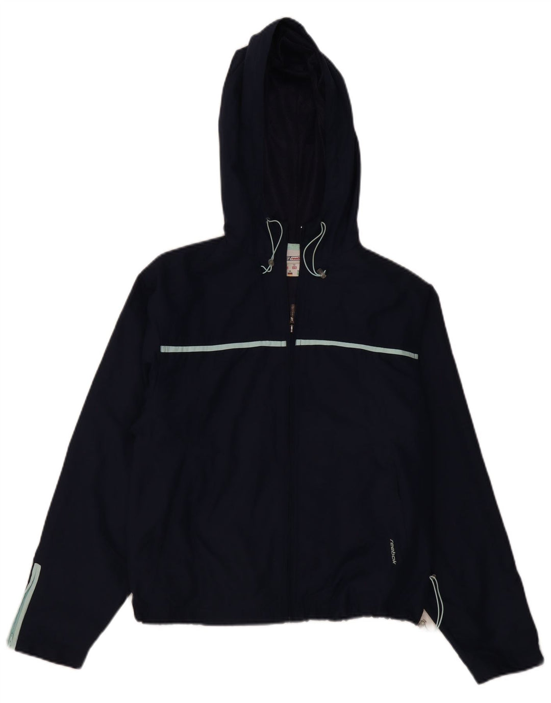 Reebok Chaqueta impermeable con capucha para mujer UK 40 Mediana Azul marino Poliéster