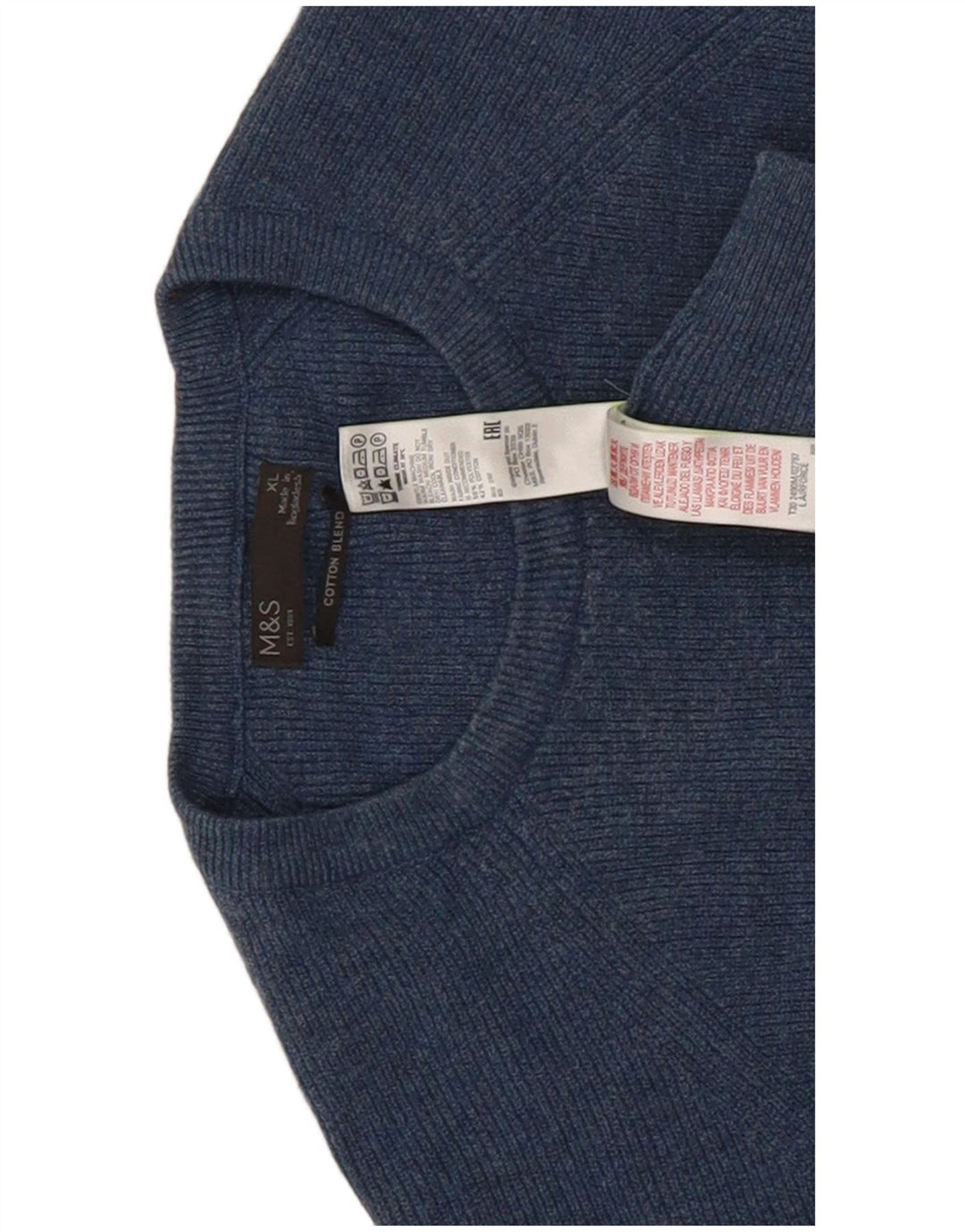 Marks & Spencer Jersey de cuello redondo para hombre XL Poliéster azul