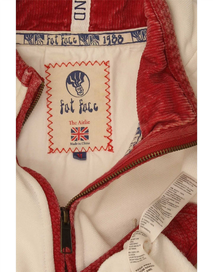 Sudadera con estampado gráfico y cuello con cremallera para hombre de Fat Face Jersey de algodón blanco mediano