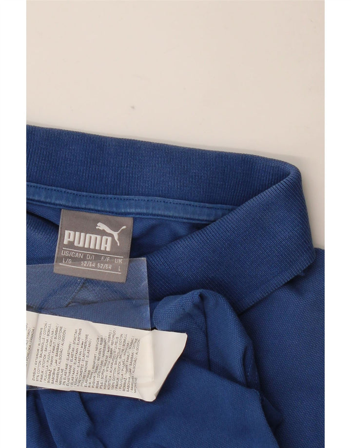PUMA Polo gráfico para hombre de algodón azul grande