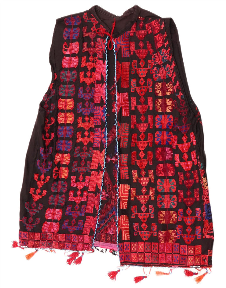 Vintage mujer chaleco Reino Unido 14 medio multicolor geométrico azteca