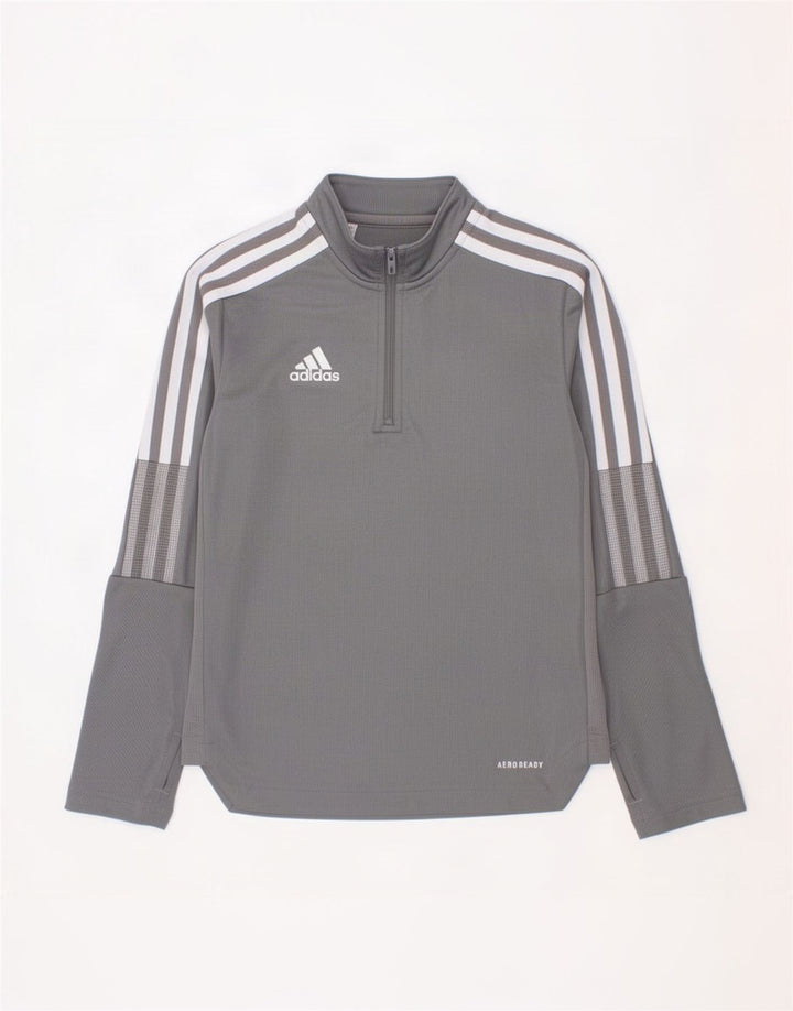 Adidas - Chándal Aeroready con cremallera y cuello para niños, 7-8 años, gris