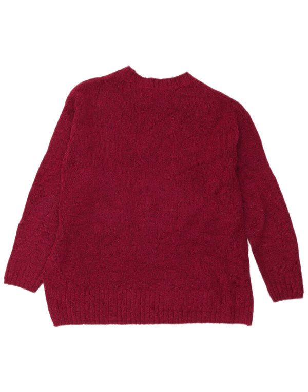 Marks & Spencer Suéter con Cuello Barco para Mujer UK 10 Small Borgoña