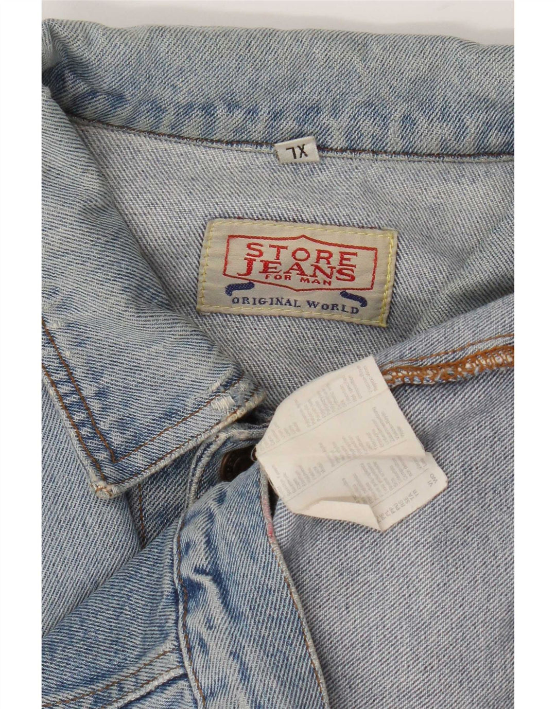 Vintage hombres chaqueta de mezclilla Reino Unido 42 XL algodón azul