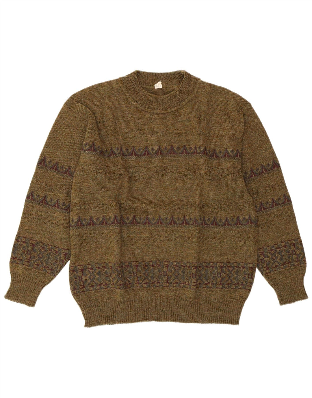 VINTAGE Jersey de cuello redondo para mujer IT 52 2XL Verde Geométrico