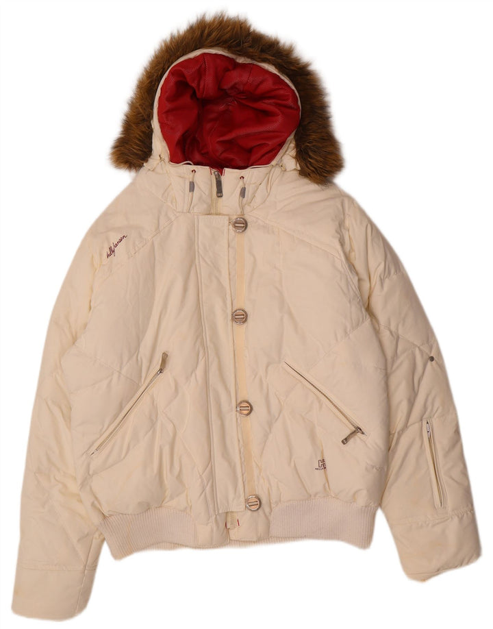Helly Hansen Chaqueta acolchada con capucha para mujer UK 40 XL Off White Nylon
