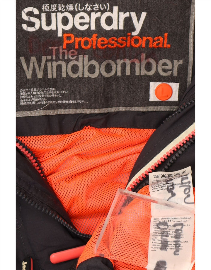 SUPERDRY Chaqueta cortavientos con capucha The Windbomber para mujer UK 40 Large Black