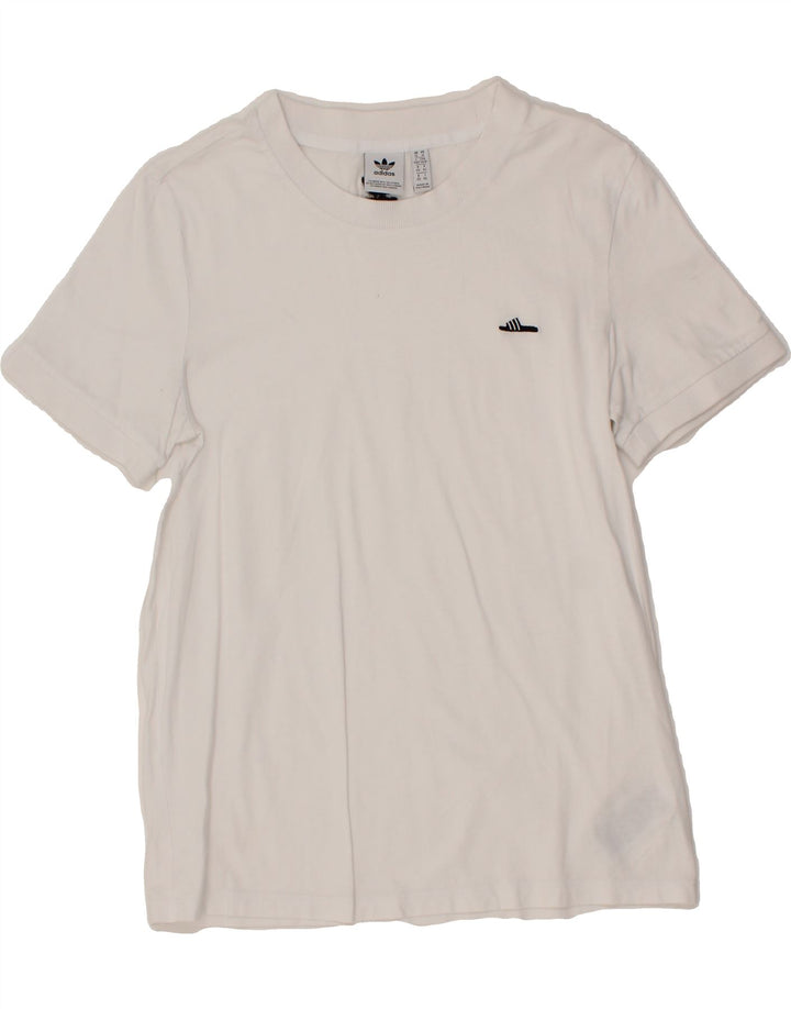 ADIDAS Womens T-Shirt Top UK 14 Medium White Cotton Vintage Adidas and Second-Hand Adidas from Messina Hembry 