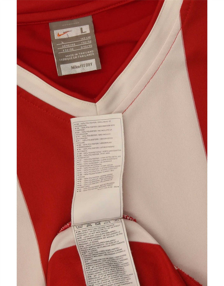 Nike Camiseta de manga larga para hombre UK 42/44 Poliéster a rayas rojas grandes