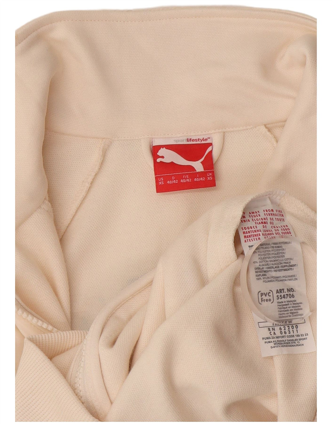 Puma Mujer Gráfico Chándal Top Chaqueta UK 6 XS Blanco Poliéster