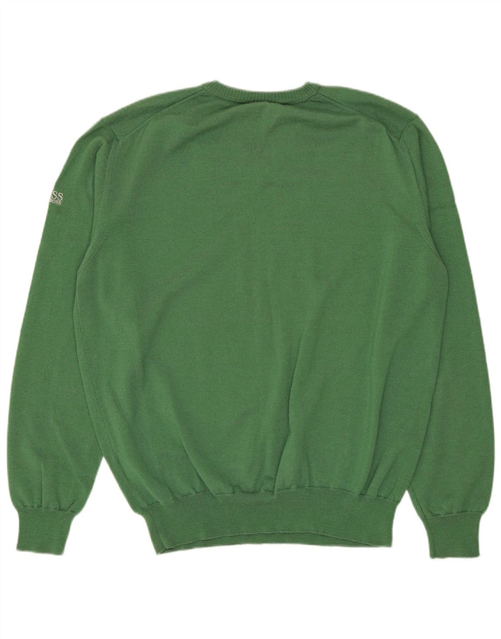 HUGO BOSS Suéter tipo jersey con cuello en V para hombre Verde grande