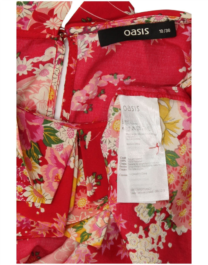 Oasis Blusa sin mangas para mujer Top UK 10 Small Red Floral Poliéster