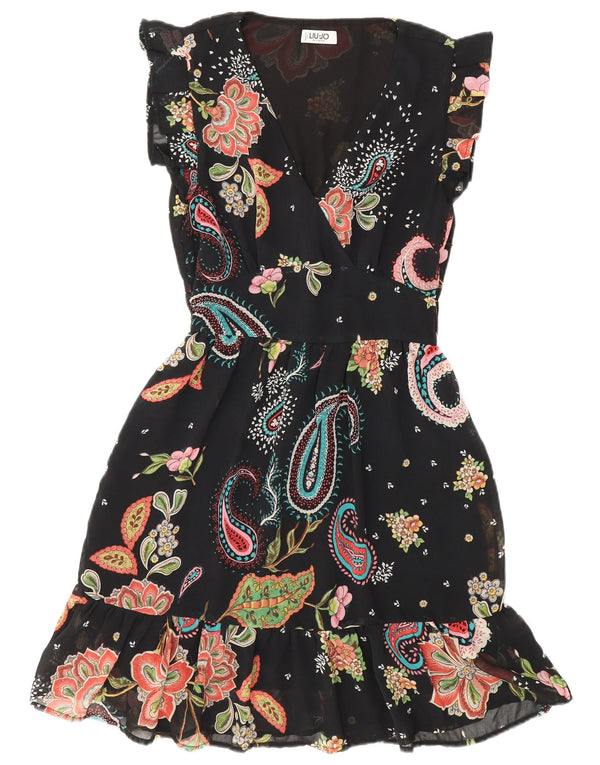 Liu Jo Vestido Escalonado para Mujer UK 42 Medium Black Paisley