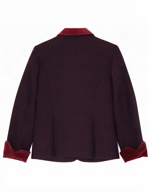 Reldan Chaqueta tipo blazer de 3 botones para mujer UK 40 Lana virgen moteada en color burdeos mediano