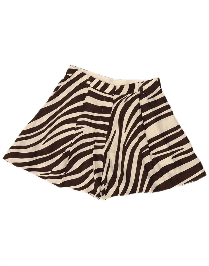 COS Pantalones cortos casuales para mujer EU 36 XS W28 Marrón Animal Print Cupro