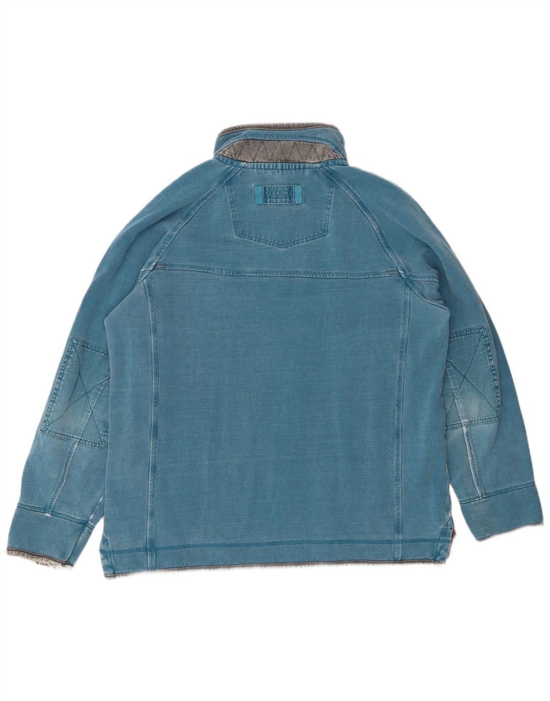 FAT FACE Sudadera con cuello y cremallera para hombre, jersey de algodón azul grande