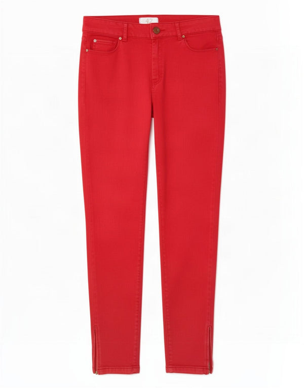 Zara Mujer Pantalones Casuales Pitillo EU 42 Large W32 L29 Algodón Rojo