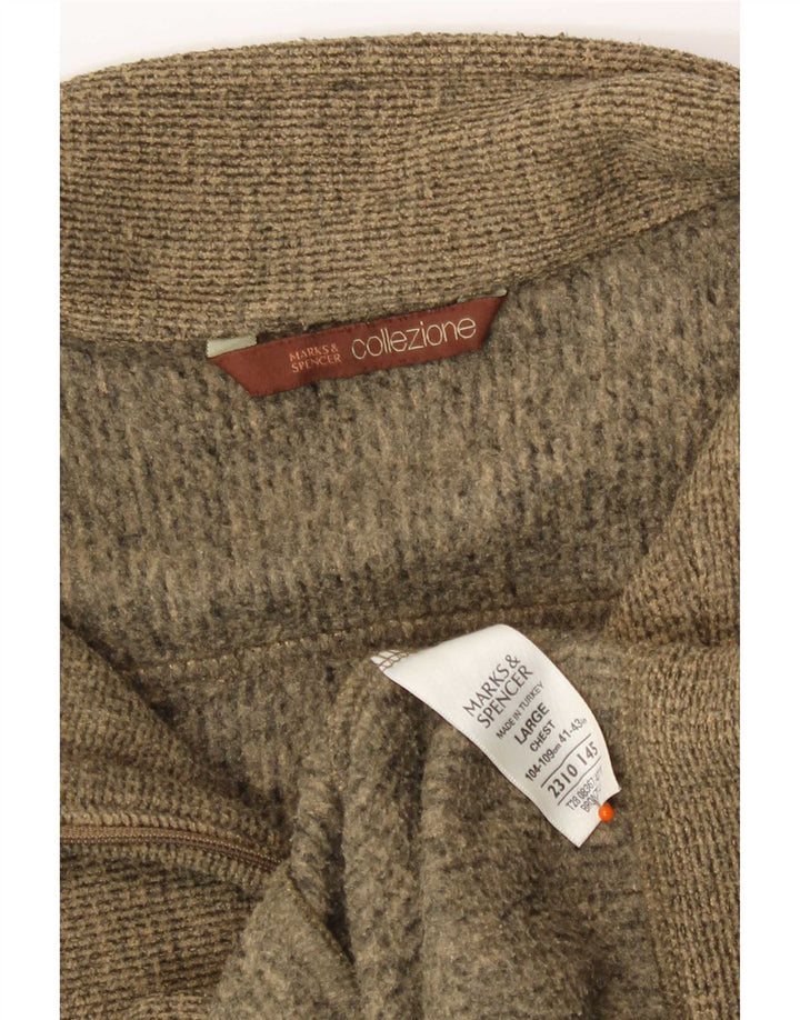 Marks & Spencer Chaqueta superior de chándal para hombre Poliéster moteado de color caqui grande
