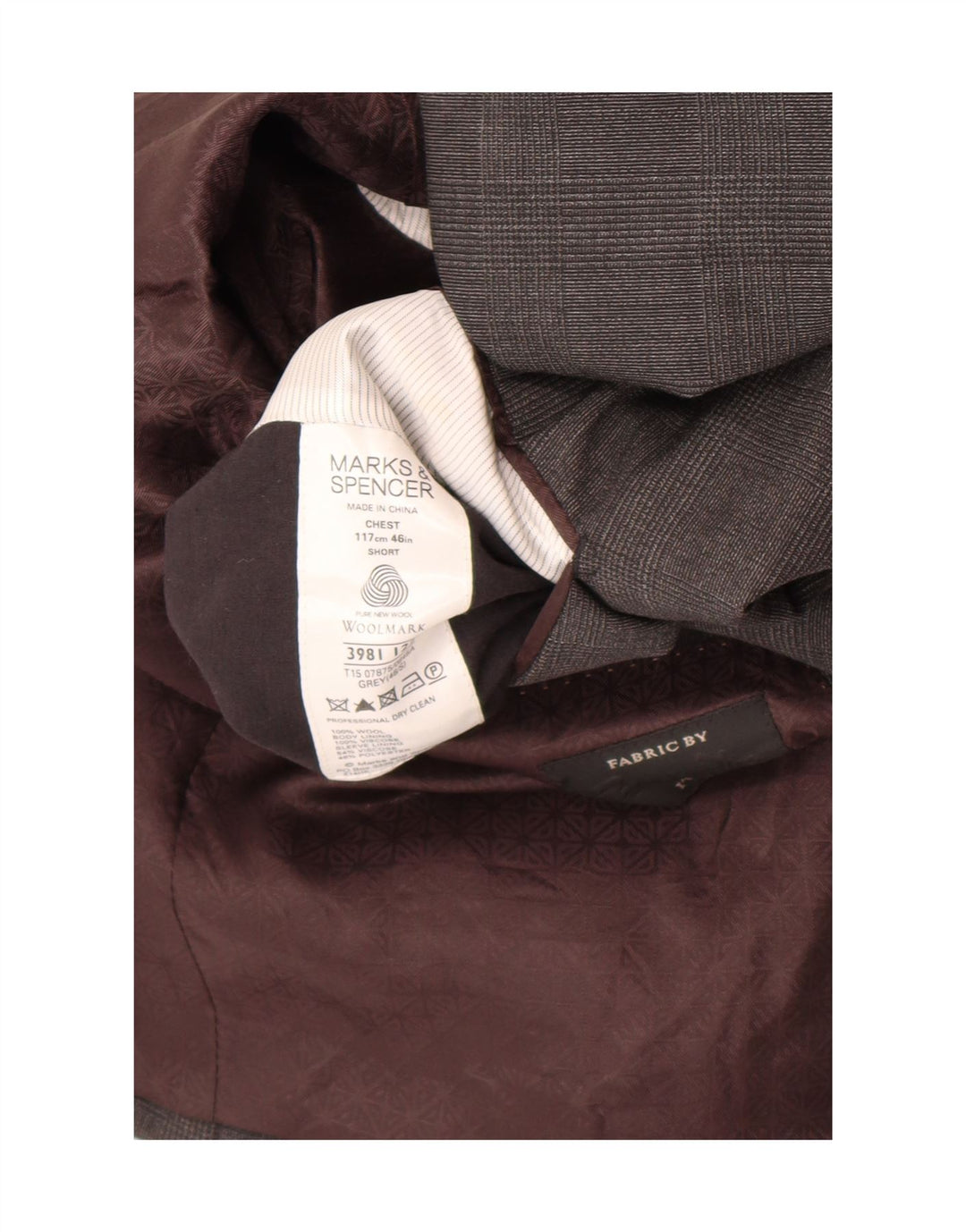 Marks & Spencer Chaqueta tipo blazer de 2 botones para hombre UK 46 XL Lana a cuadros gris