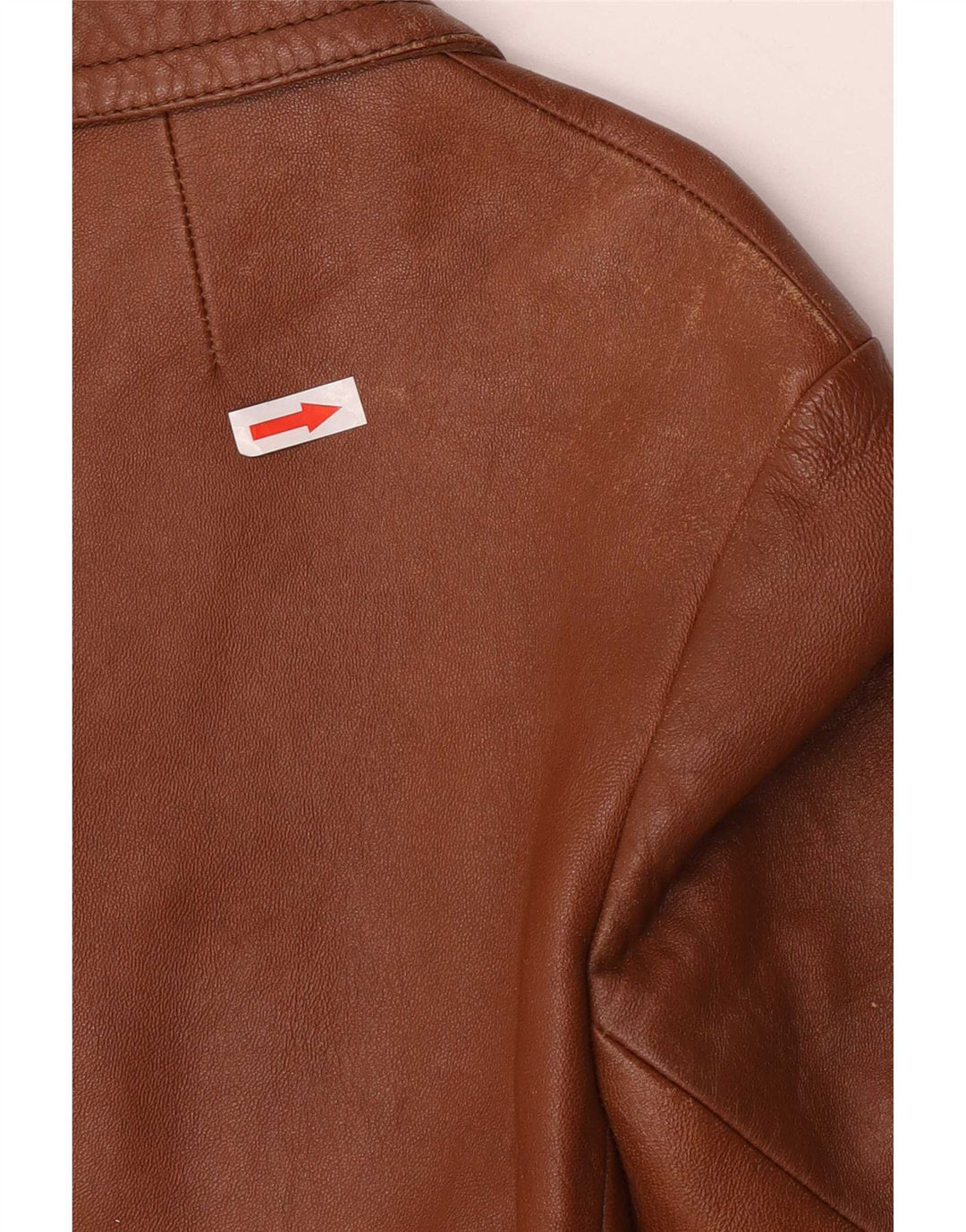 Vintage mujer 3 botones chaqueta de cuero Reino Unido 8 pequeño marrón