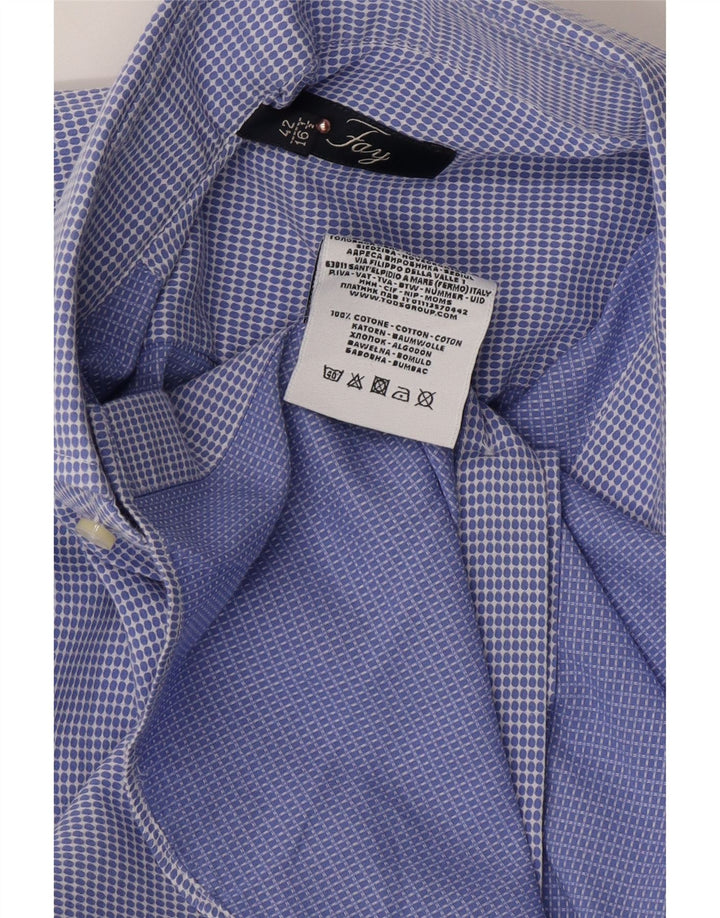 FAY Camisa para hombre Talla 42 16 1/2 Grande Algodón con manchas azules