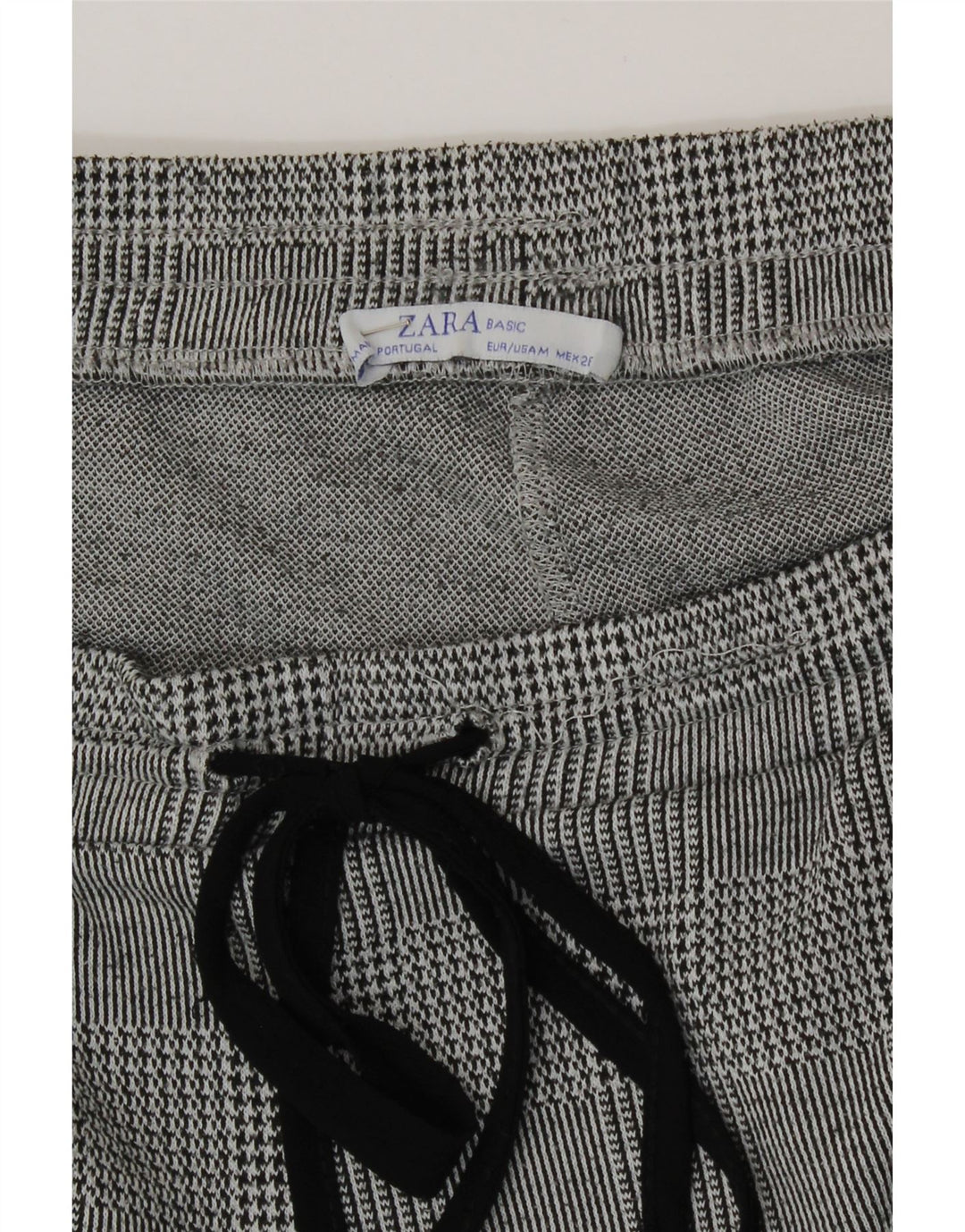 Zara Mujer Crop Chándal Pantalones UK 42 Medium Grey Houndstooth
