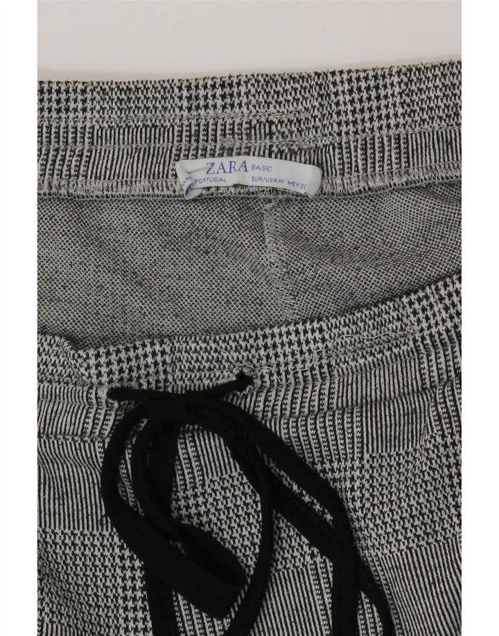 Zara Mujer Crop Chándal Pantalones UK 42 Medium Grey Houndstooth