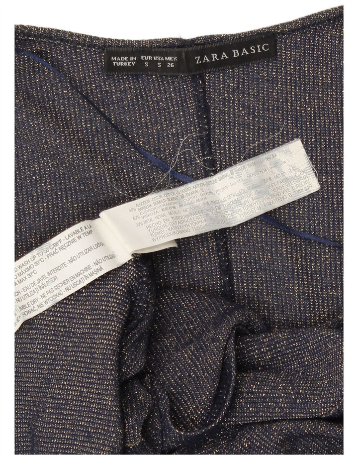 Zara Mujer Batwing Crop Top Reino Unido 10 Pequeño Azul Marino Cupro Moderno