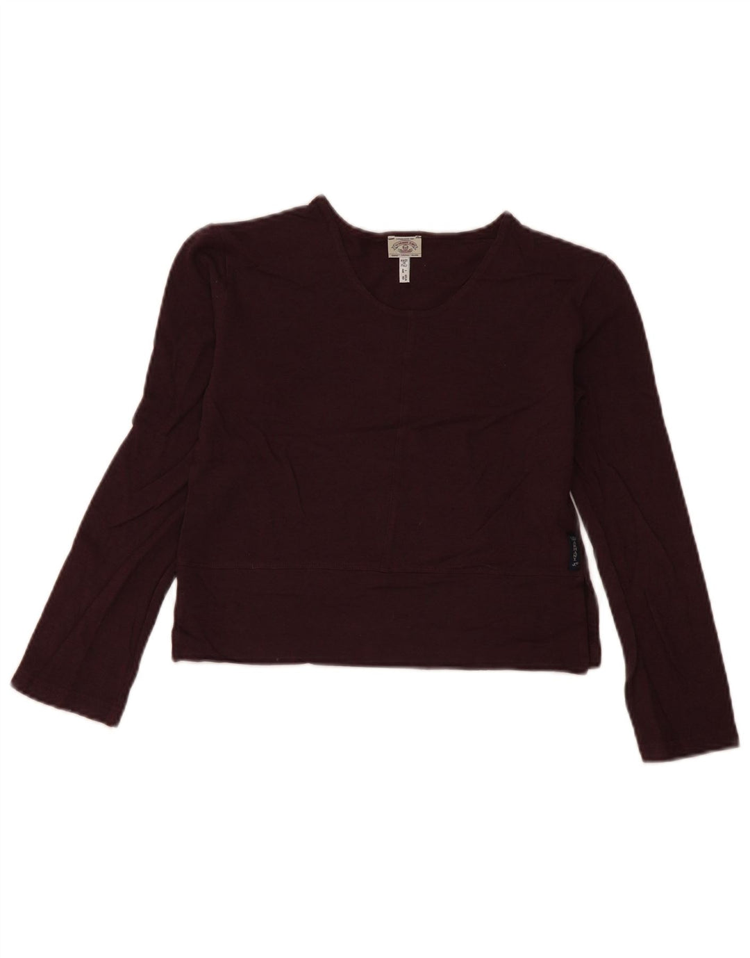 Armani Jeans Mujer Crop Top Manga Larga IT 44 Viscosa Burdeos Medio