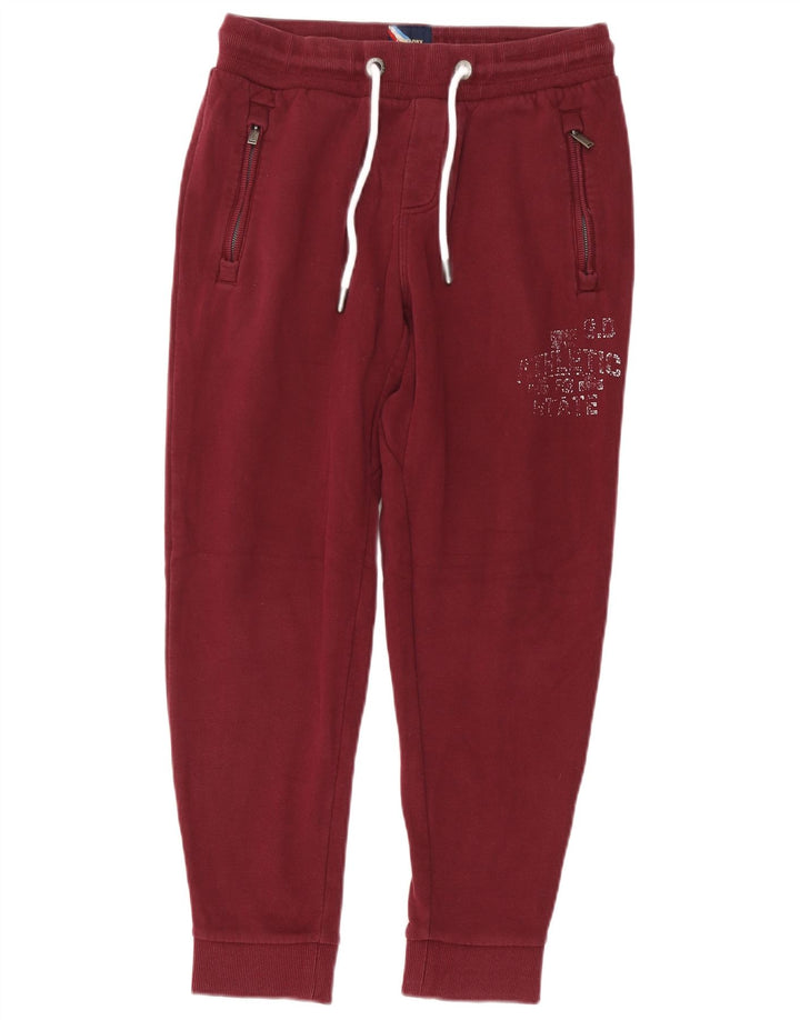 SUPERDRY Hombre Pantalones de chándal con estampado gráfico Joggers de algodón burdeos medio