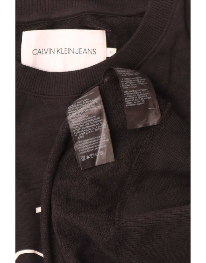 Calvin Klein Jeans Hombre Sudadera Gráfica Jumper Algodón Negro Mediano