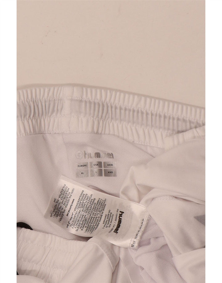 Hummel Mens Graphic Sport Shorts Grande Poliéster Blanco