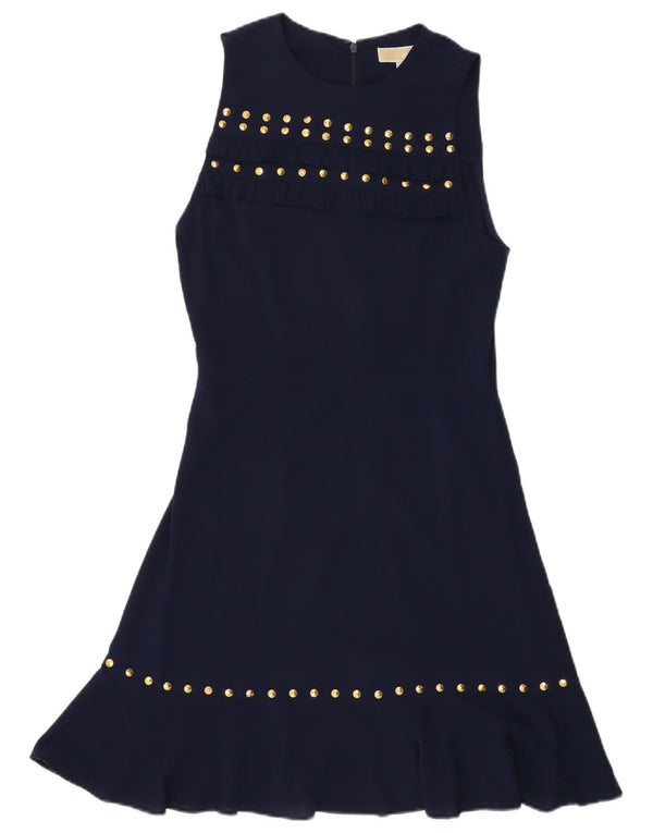 MICHAEL KORS Vestido acampanado sin mangas para mujer UK 10 Small Azul marino