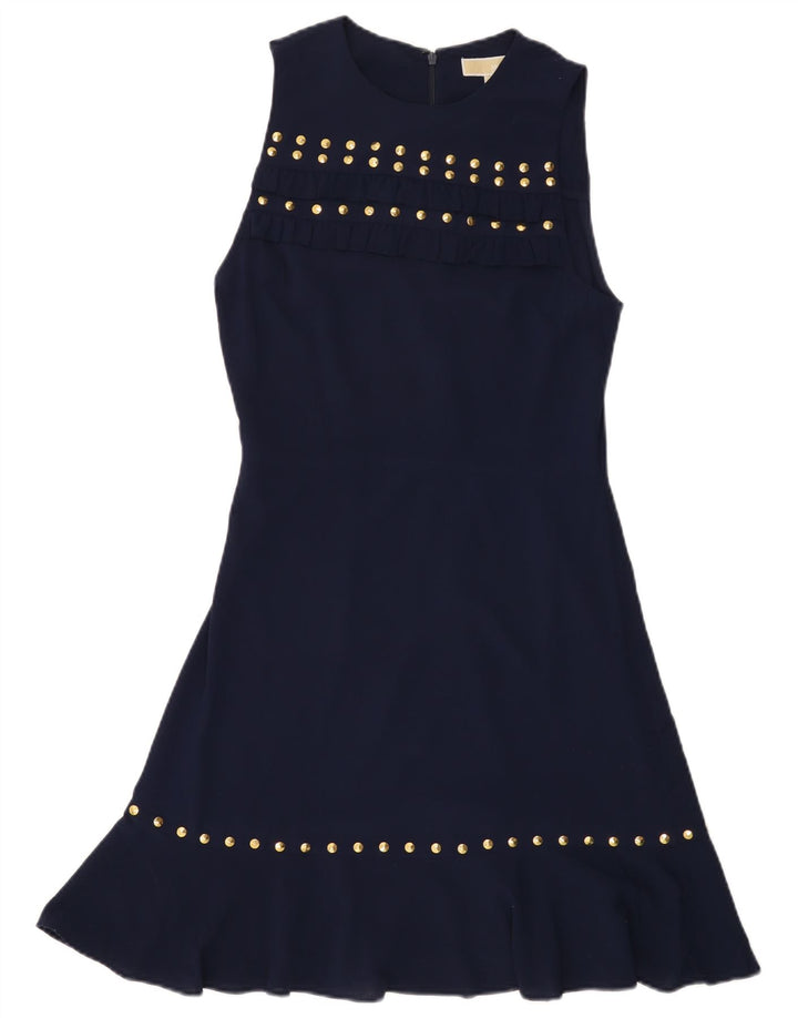 MICHAEL KORS Vestido acampanado sin mangas para mujer UK 10 Small Azul marino