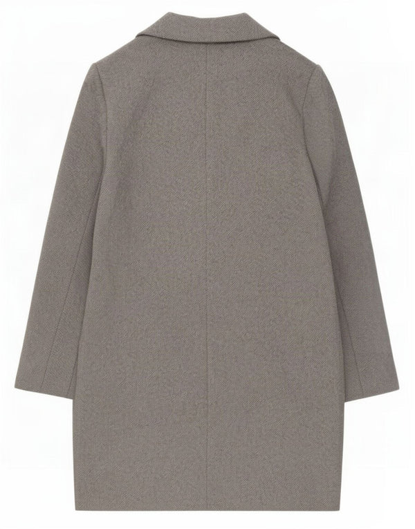 Zara Mujer Abrigo Cruzado UK 40 Pequeño Poliéster Gris