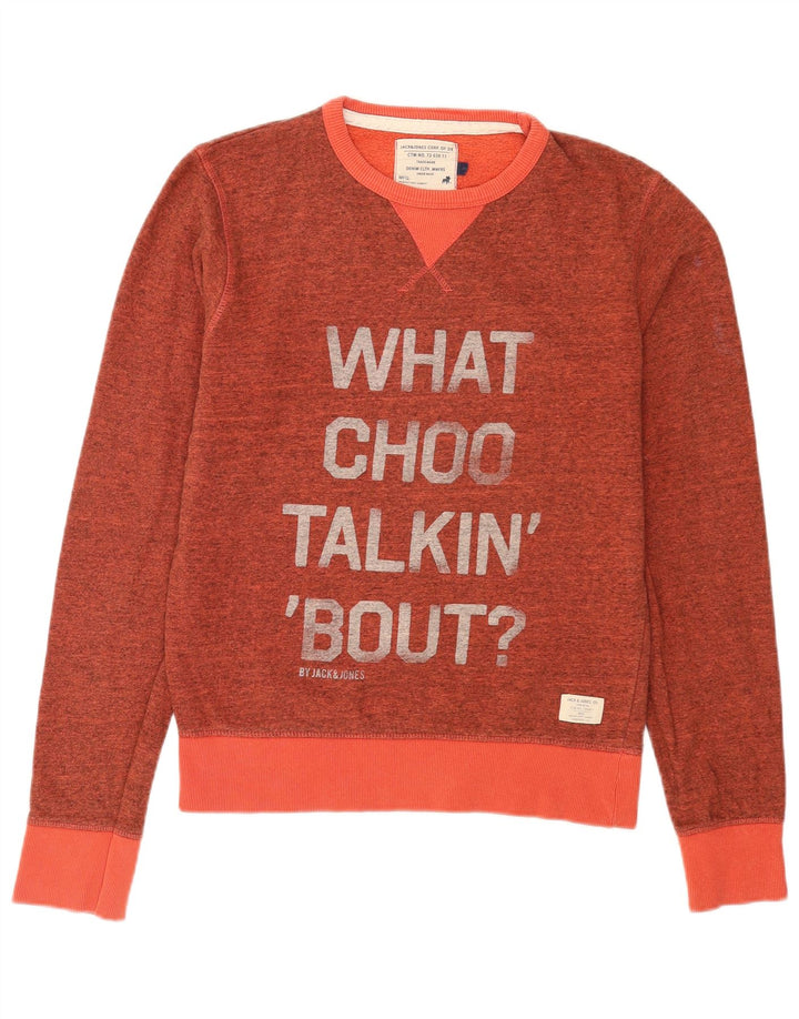 Jack & Jones Hombre Sudadera Gráfica Jumper Small De Algodón Moteado Naranja