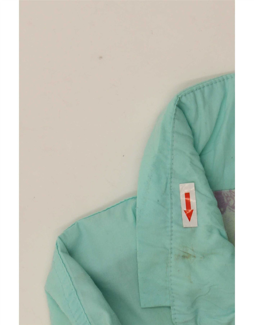Vintage mujer gráfico cortavientos chaqueta Reino Unido 16 poliéster turquesa grande