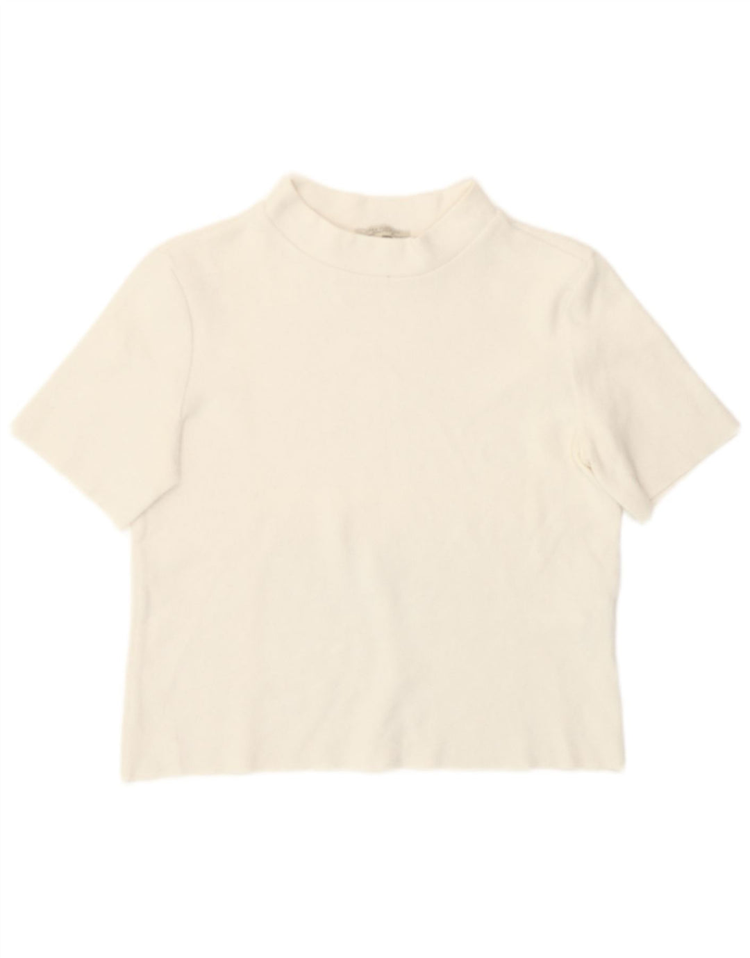 Zara Mujer Crop Camiseta Top UK 12 Medium Blanco Algodón
