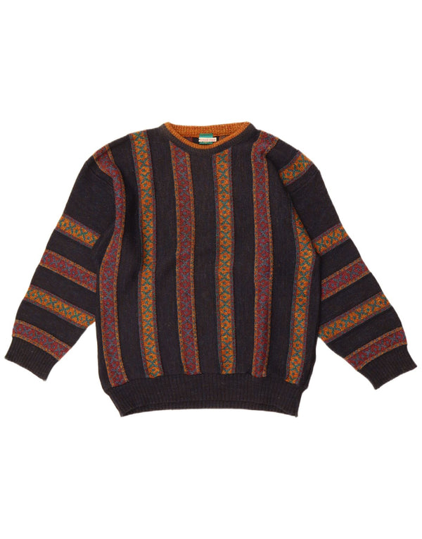 Canda Mens Crew Neck Jumper Suéter Pequeño Azul Marino Rayas Acrílico