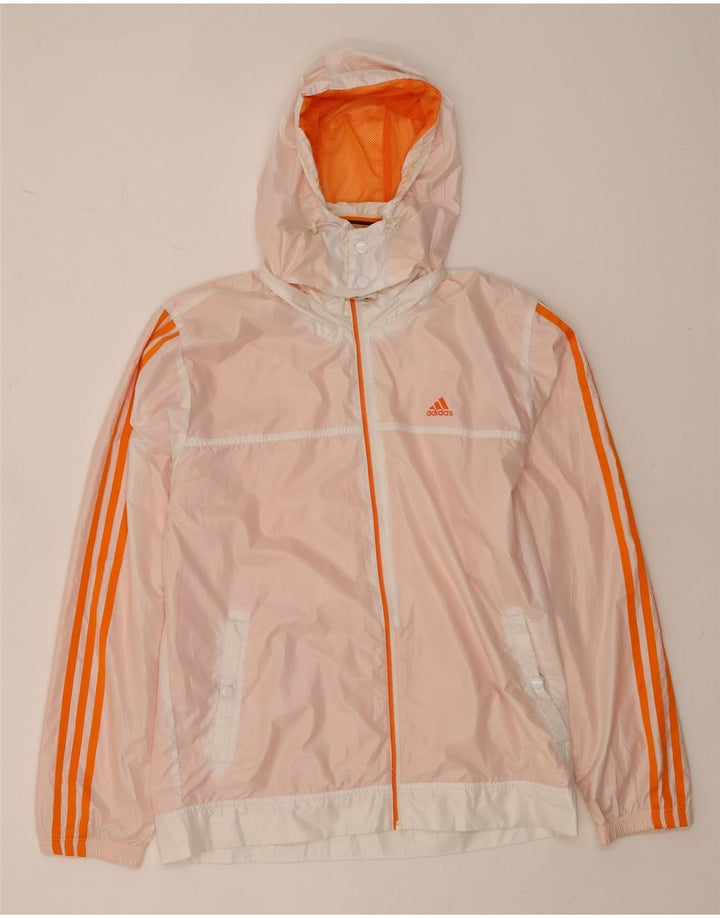 Adidas - Chaqueta impermeable con capucha para hombre, talla 38, poliéster blanco mediano