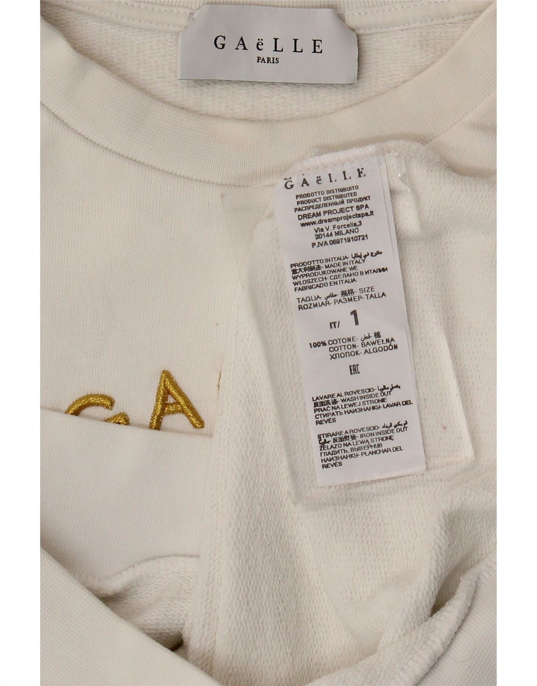 Gaelle Sudadera de gran tamaño con estampado gráfico para mujer UK 10 Small White Cotton