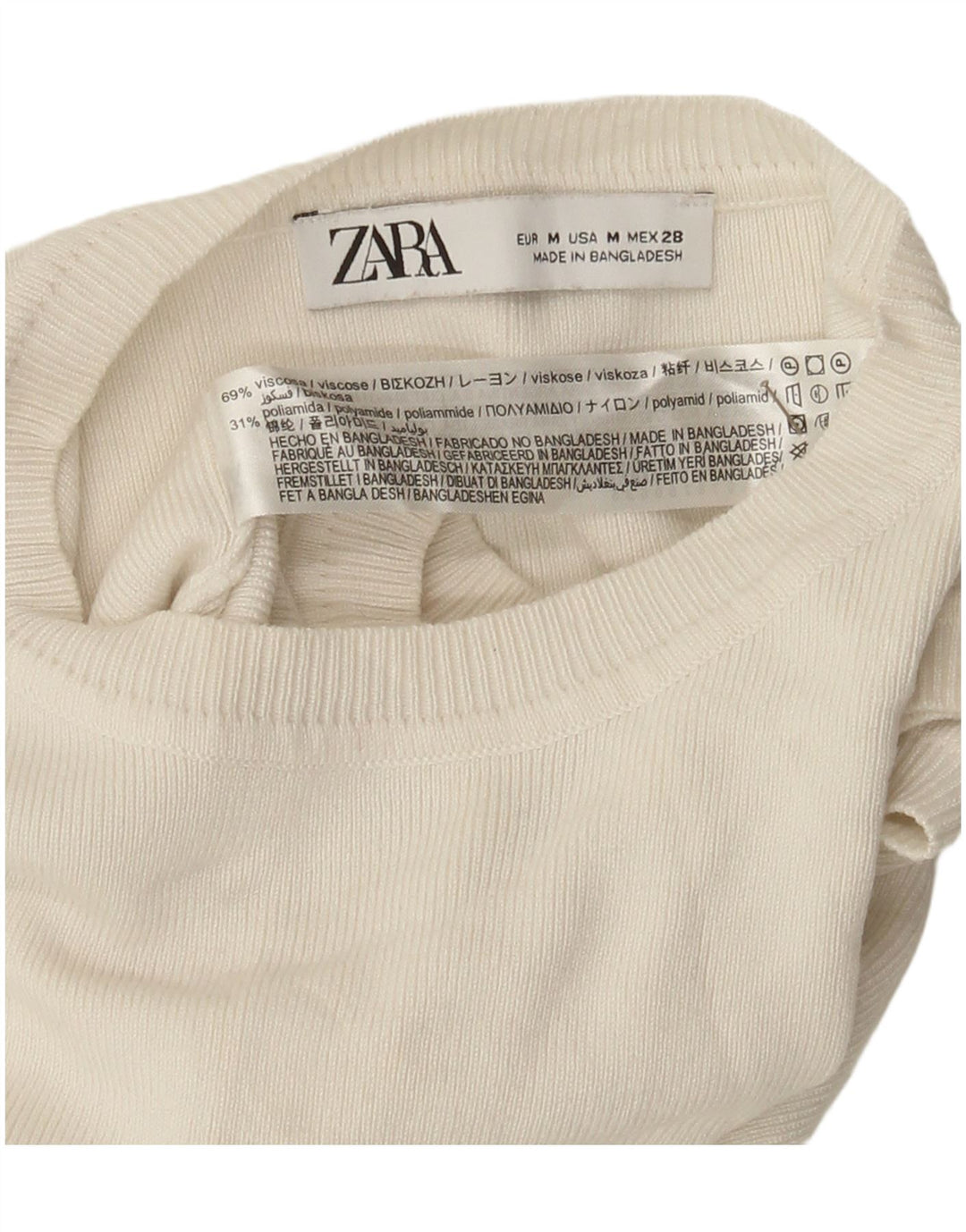 Zara Mujer Crop Vest Top UK 12 Medium Viscosa Blanca