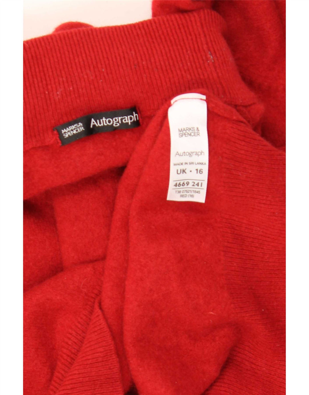 Marks & Spencer Suéter Corto con Cuello de Tortuga para Mujer UK 46 Grande Rojo