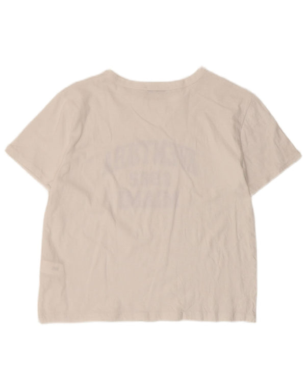 Zara Mujer Camiseta Gráfica Top UK 44 Grande Algodón Blanco