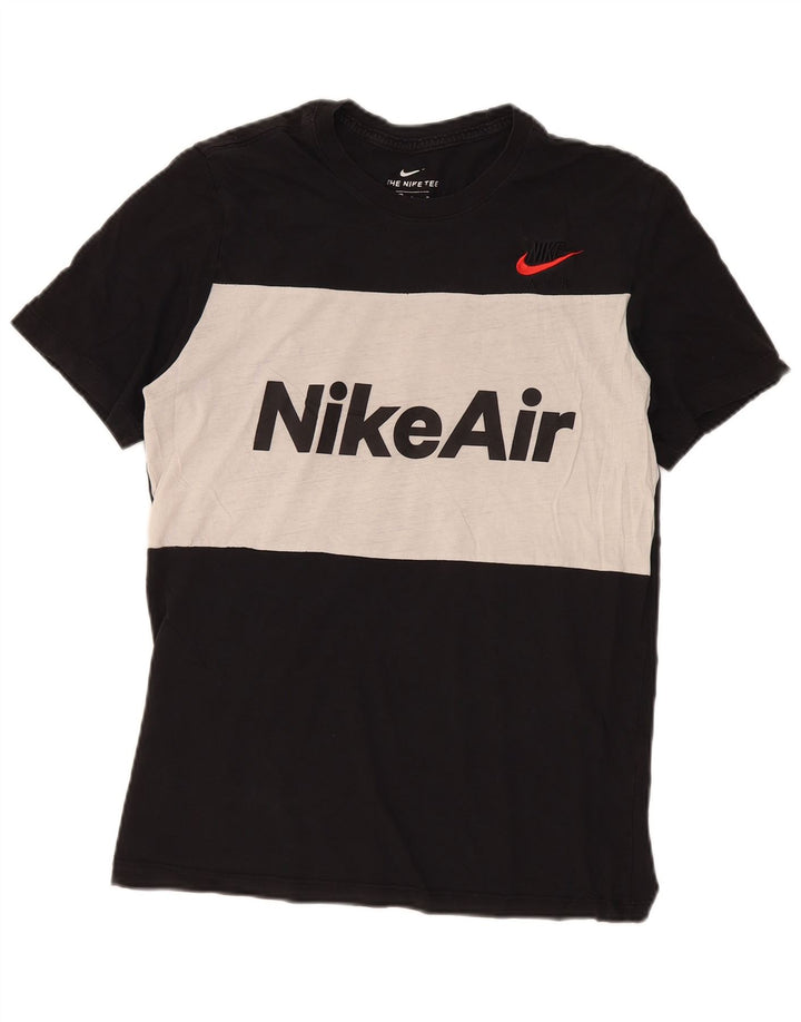 Nike Camiseta gráfica para hombre Top mediano negro de algodón con bloques de color