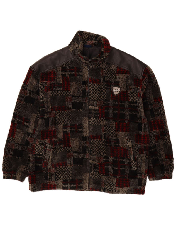 VINTAGE Chaqueta polar para hombre Reino Unido 44 2XL Gris Patchwork